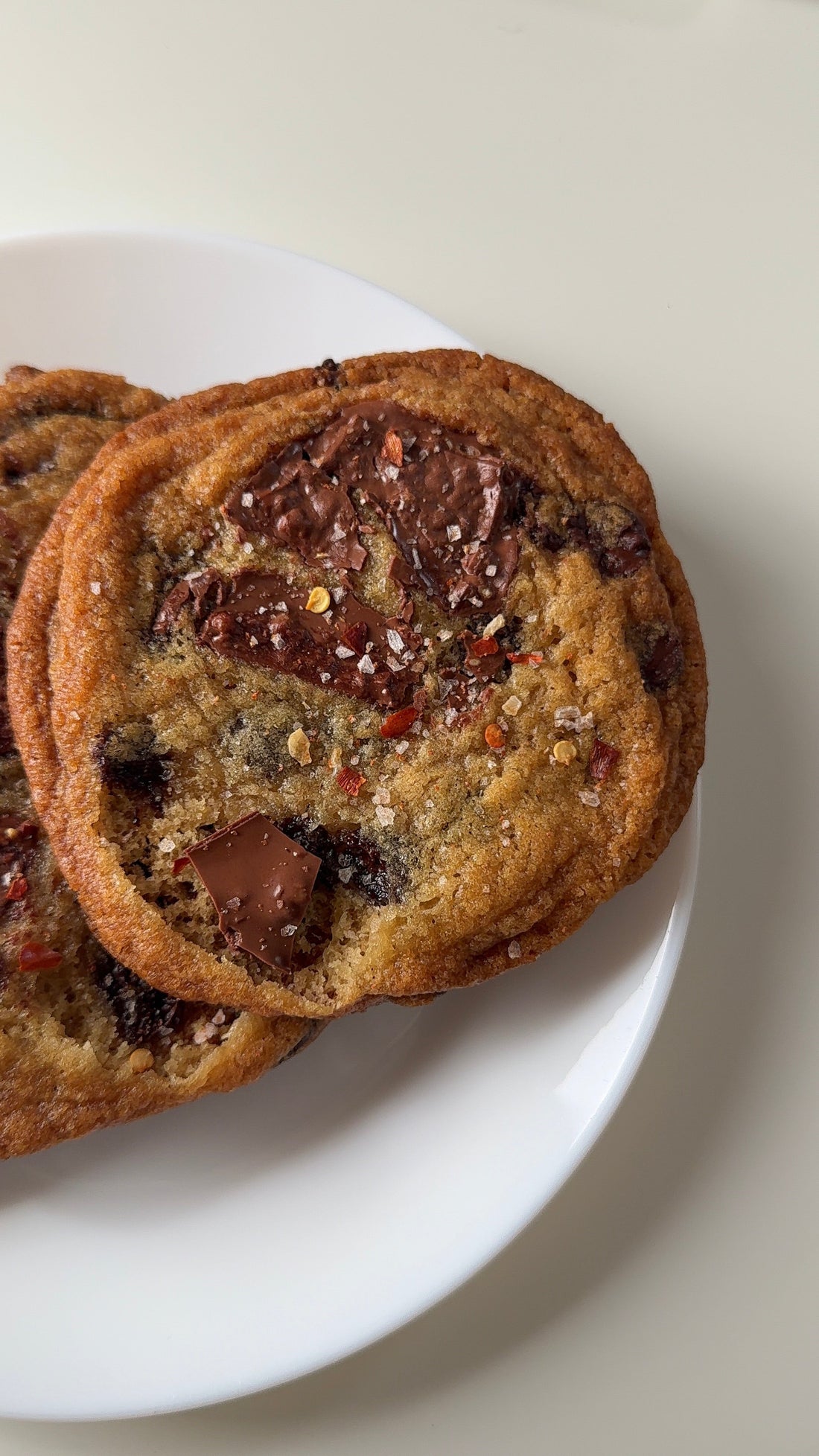Crinkled Chocolate Chunk Cookies with Spiced Sea Salt