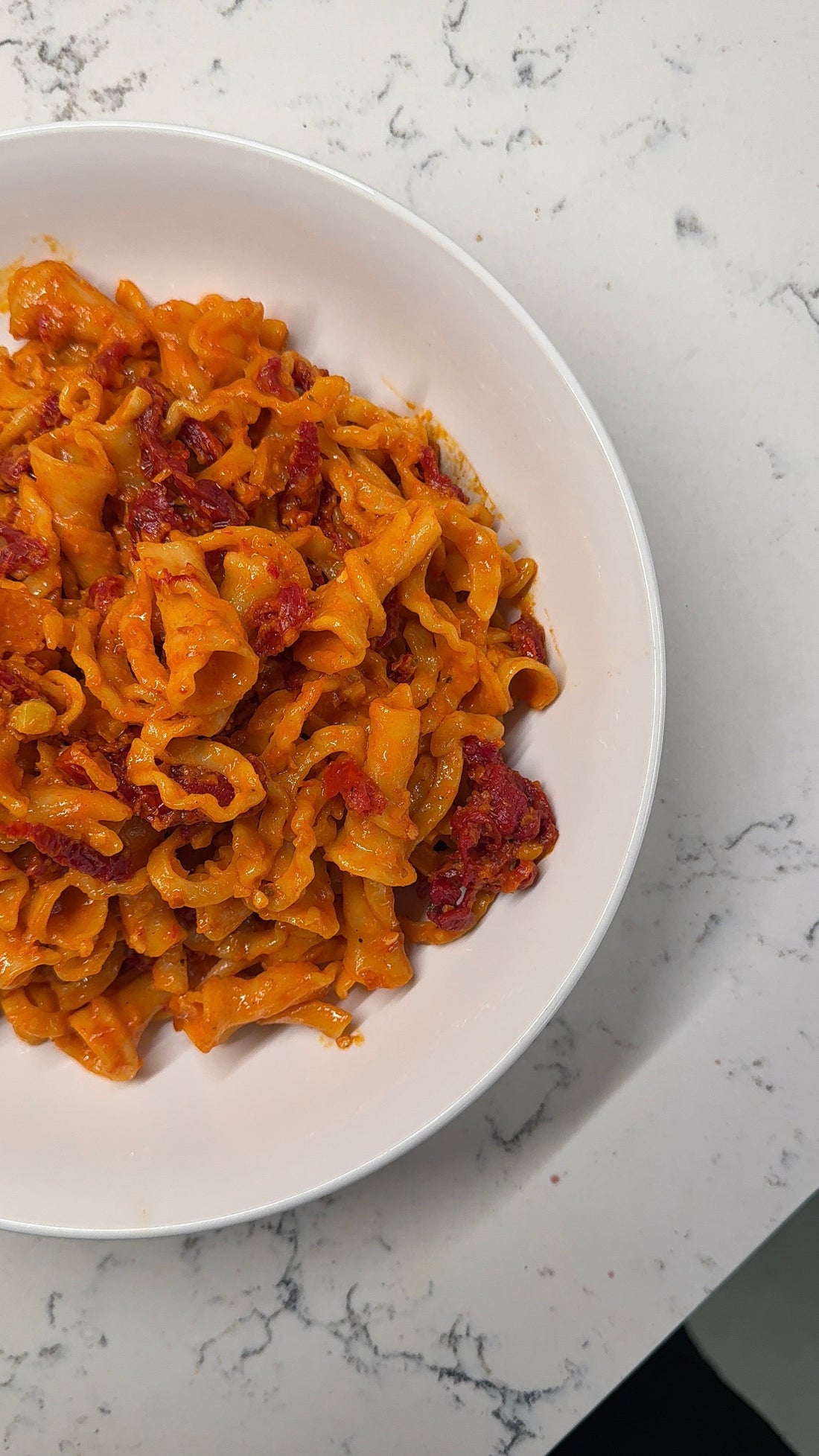 Creamy Sun Dried Tomato Campanelle with Gloria’s Shito Medium Chili Oil