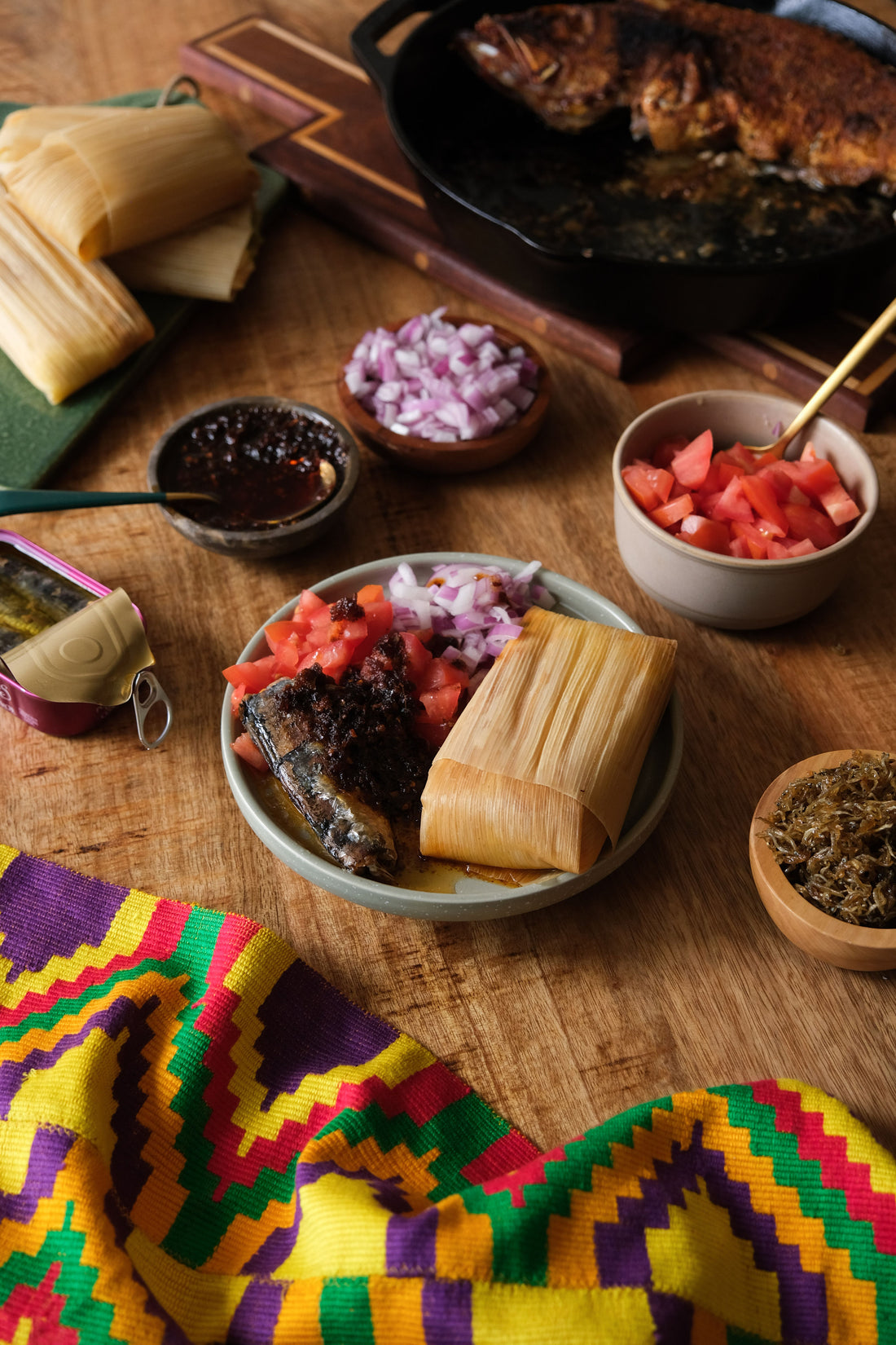 Mexican Tamales, Sardines with Gloria's Shito Chili Oil